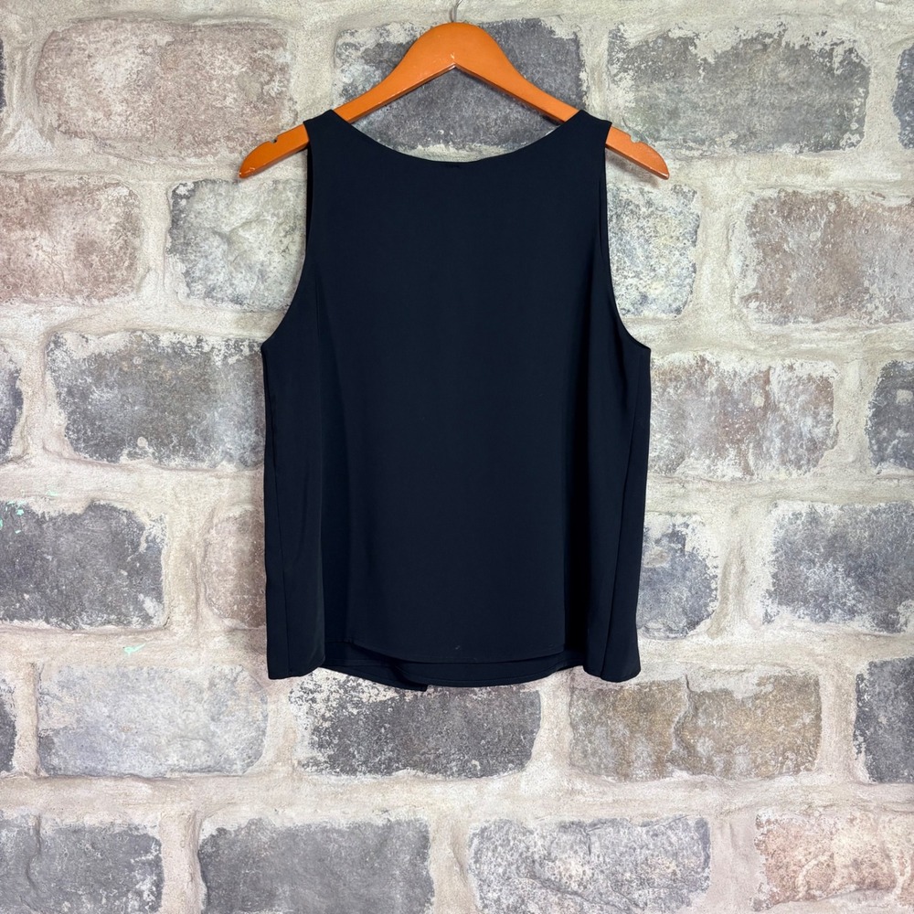 Polo Ralph Lauren Black Sleeveless Slit Back Boat Neck Top Size 4 Minimalist